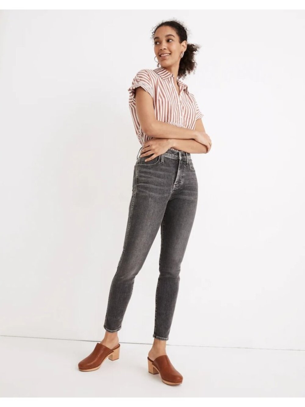 Madewell Jeans Womens Size 25 10" High-Rise Skinny Crop Black Dark Wash
